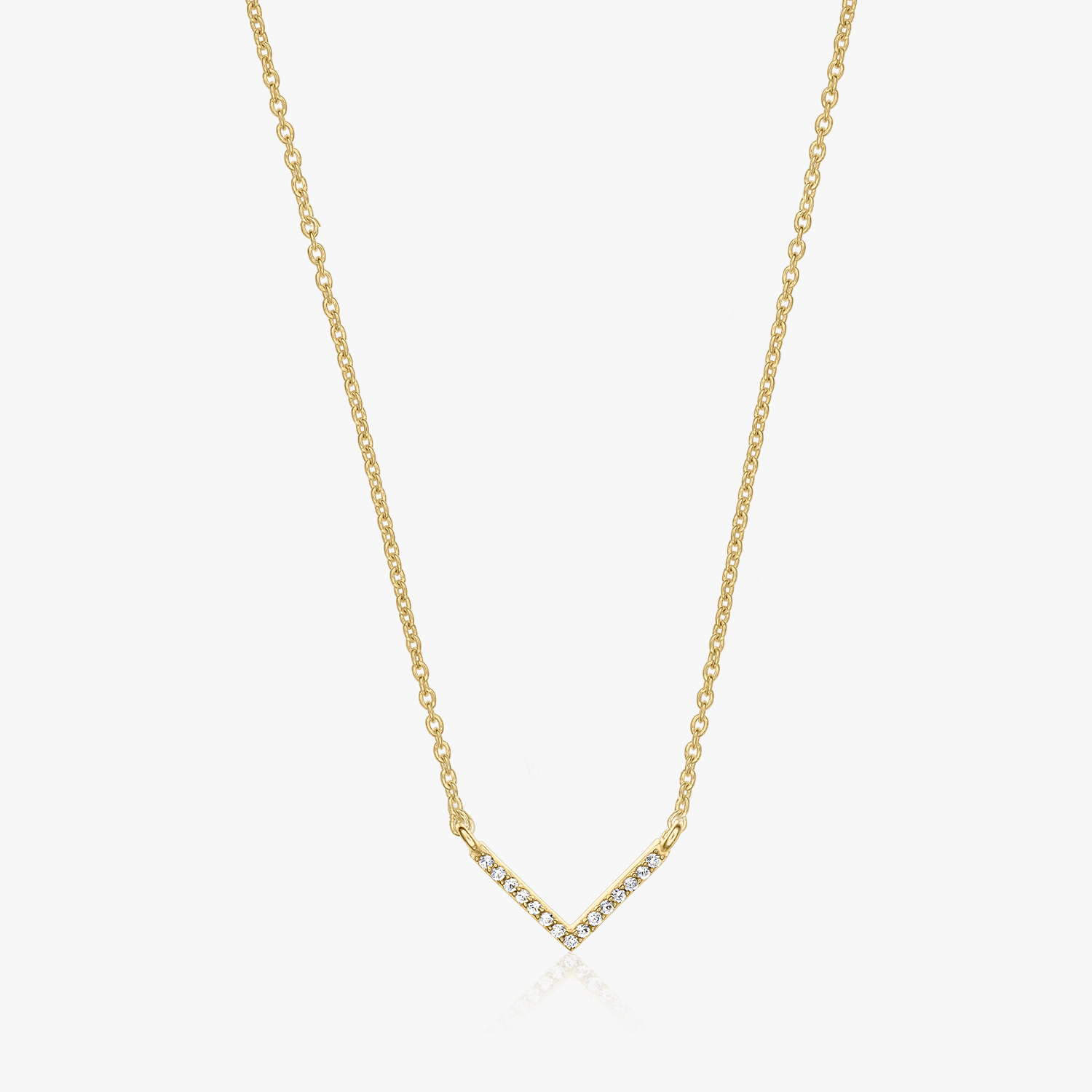 Colier din argin Golden V Neck - Zirconiu - Indira