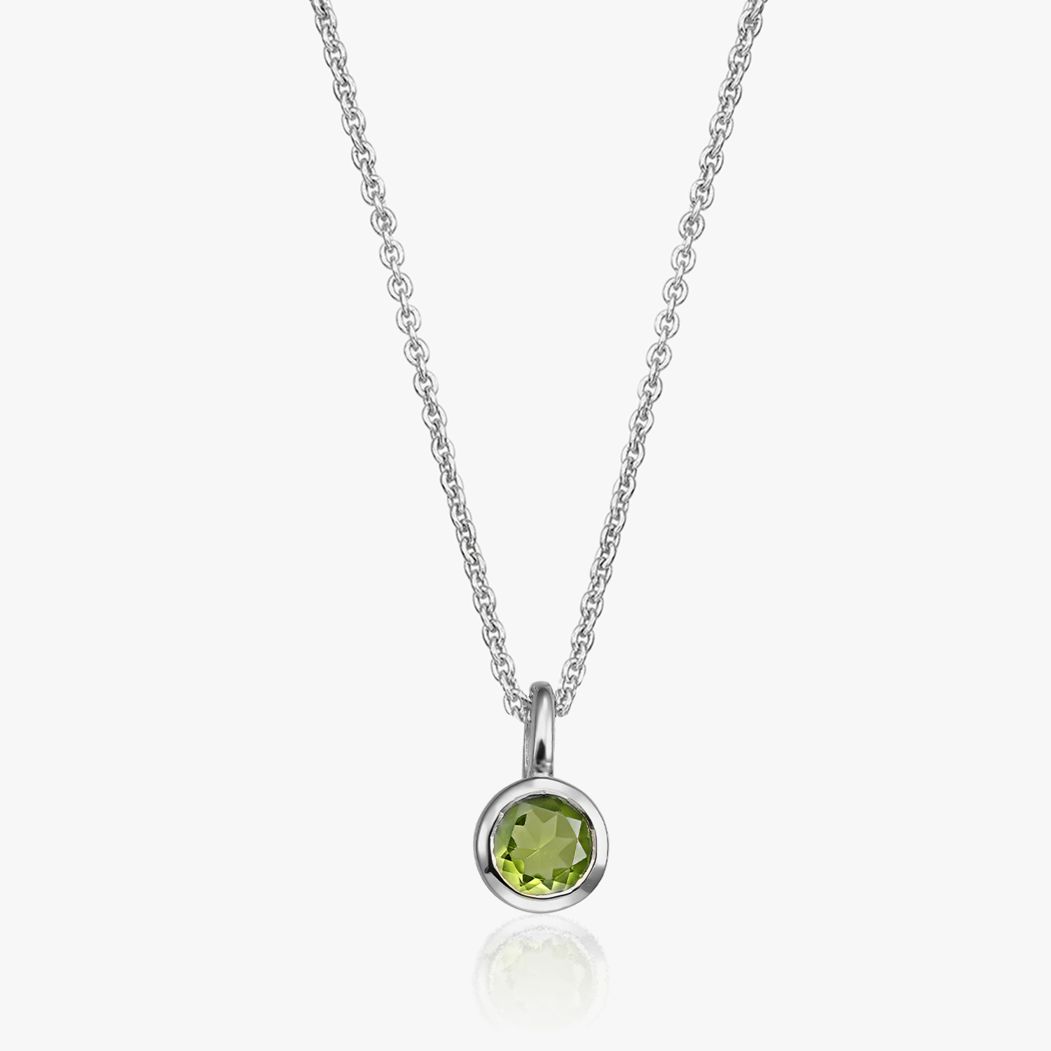 Colier din argint Birthstone August - Peridot - Indira