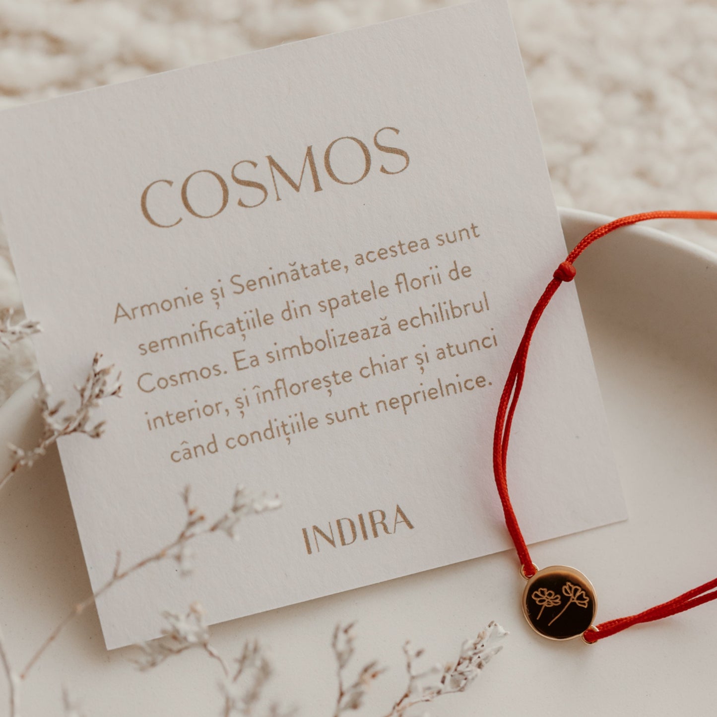 Silver BirthFlower Cord Bracelet - October Cosmos