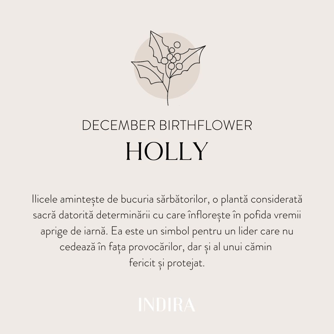 Brățară șnur pentru copii din aur alb Birth Flower - December Holly - Indira