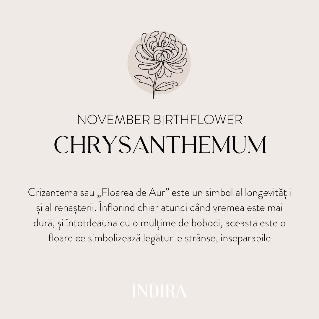 Colier din argint Birth Flower Golden - November Chrysanthemum - Indira