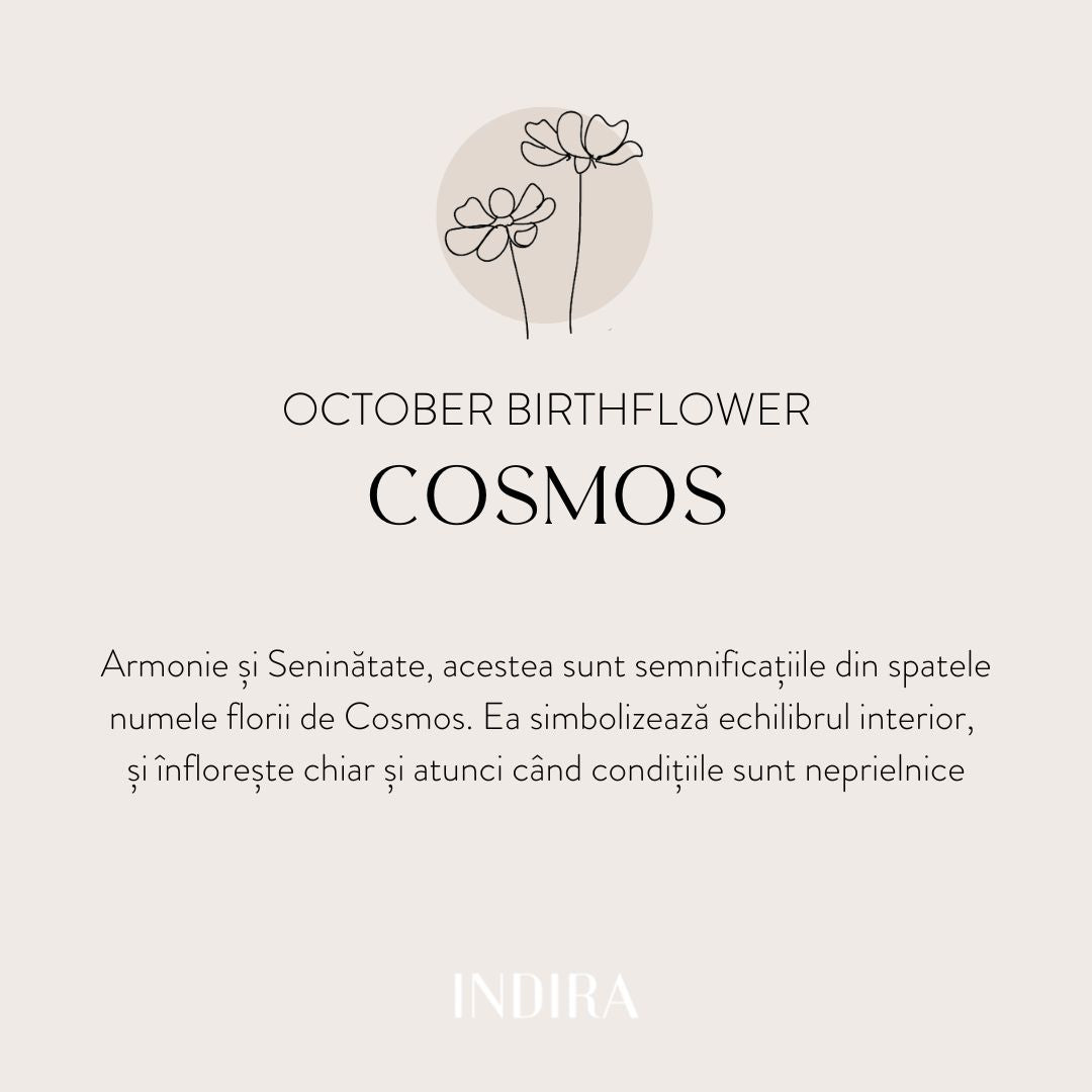 Colier din argint Birth Flower Silver - October Cosmos - Indira