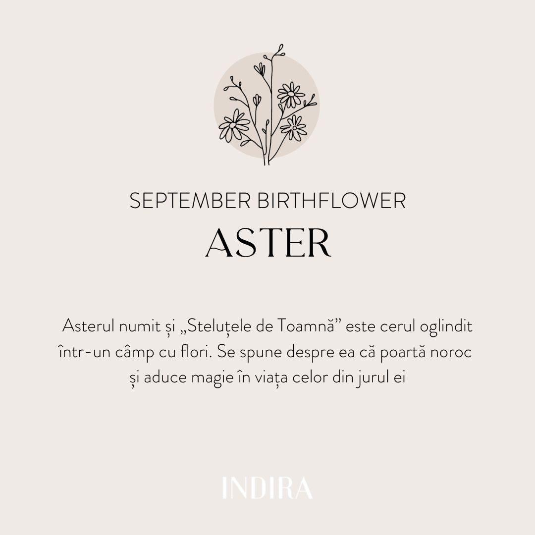 Colier din argint Birth Flower Golden - September Aster - Indira