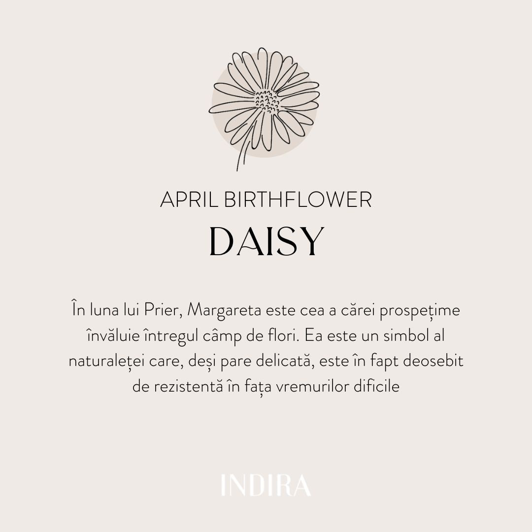 Colier din argint Birth Flower Golden - April Daisy - Indira