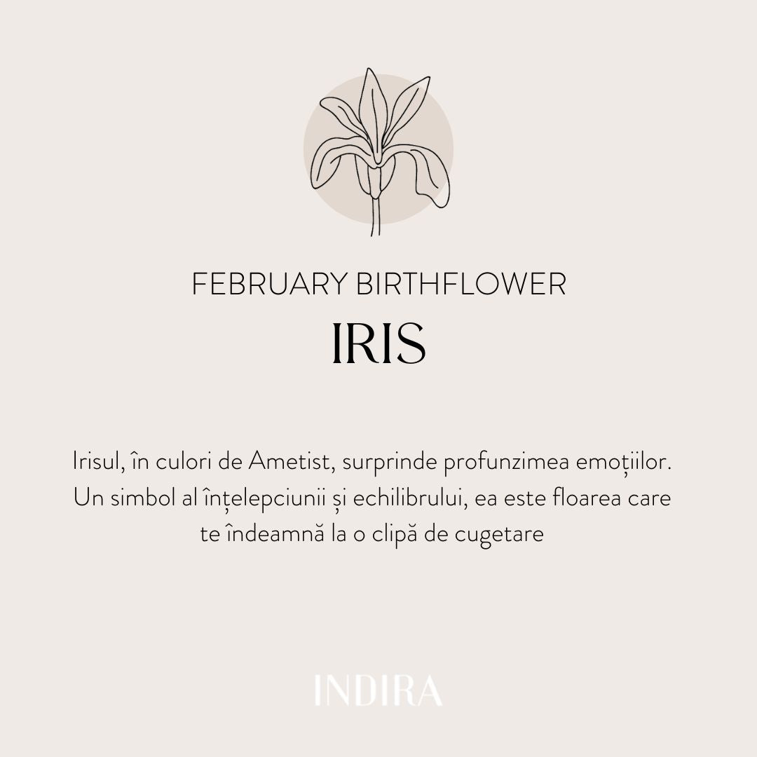 Colier din argint Birth Flower Golden - February Iris - Indira