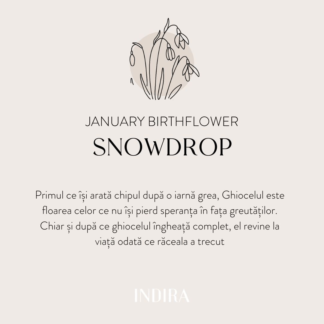 Colier din argint Birth Flower Golden - January Snowdrop - Indira