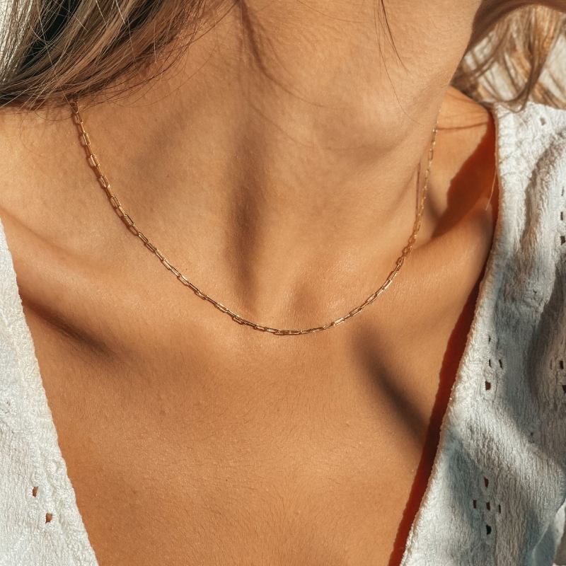 Colier din argint choker Golden Paperclip - Indira