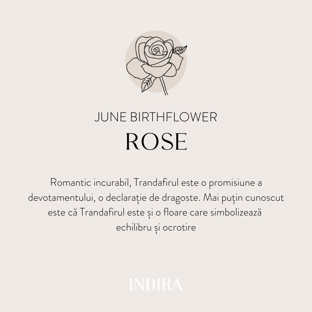 Colier din argint Birth Flower Silver - June Rose - Indira