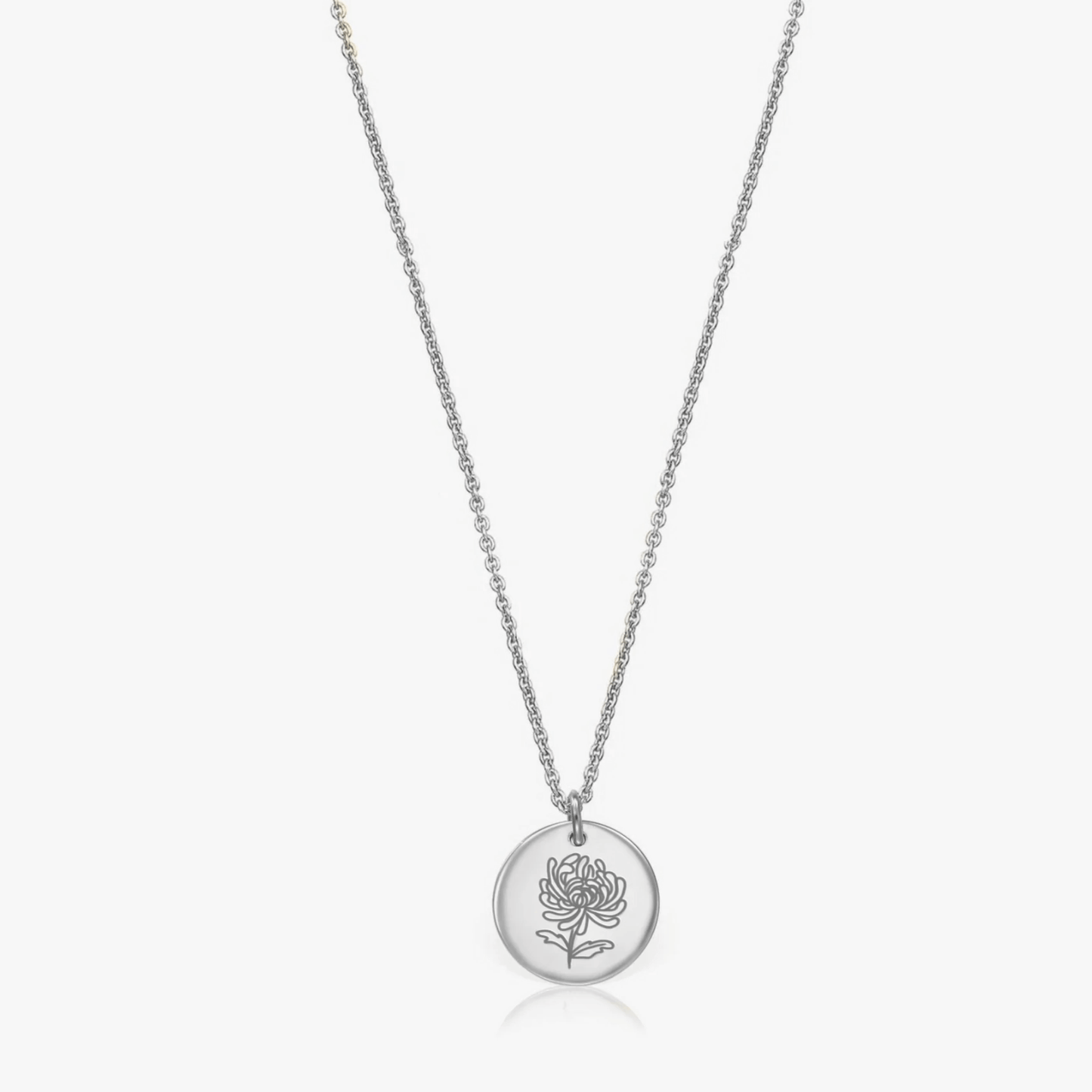 Silver necklace Birth Flower Silver - November Chrysanthemum