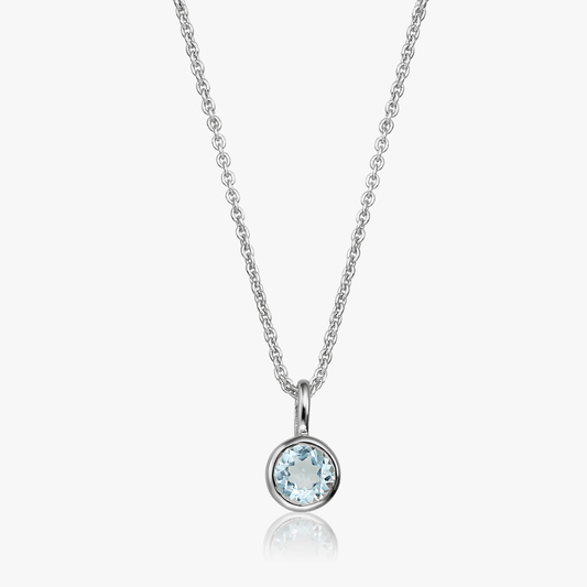 Colier din argint Birthstone December - Topaz Albastru - Indira