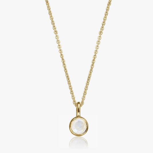 Colier din argint Birthstone Golden June - Piatra Lunii - Indira