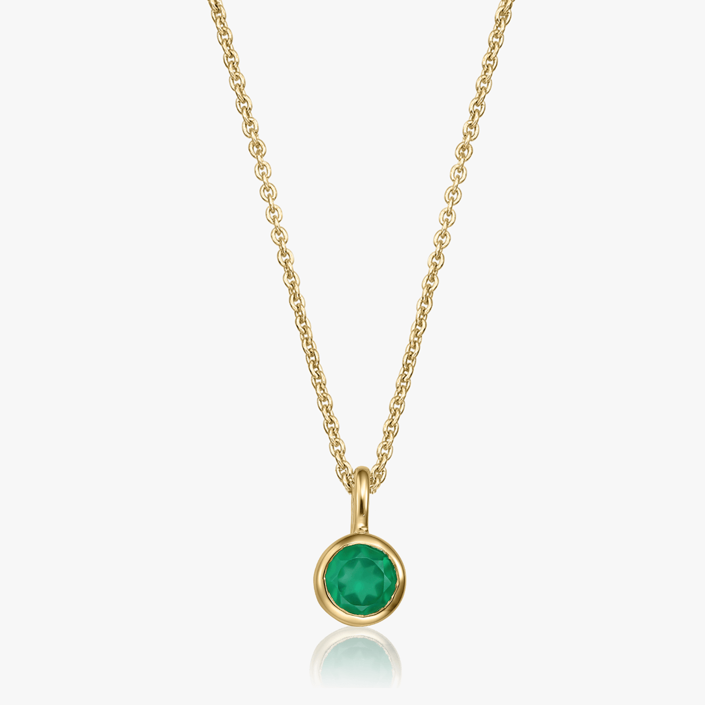 Colier din argint Birthstone Golden May - Onix Verde - Indira