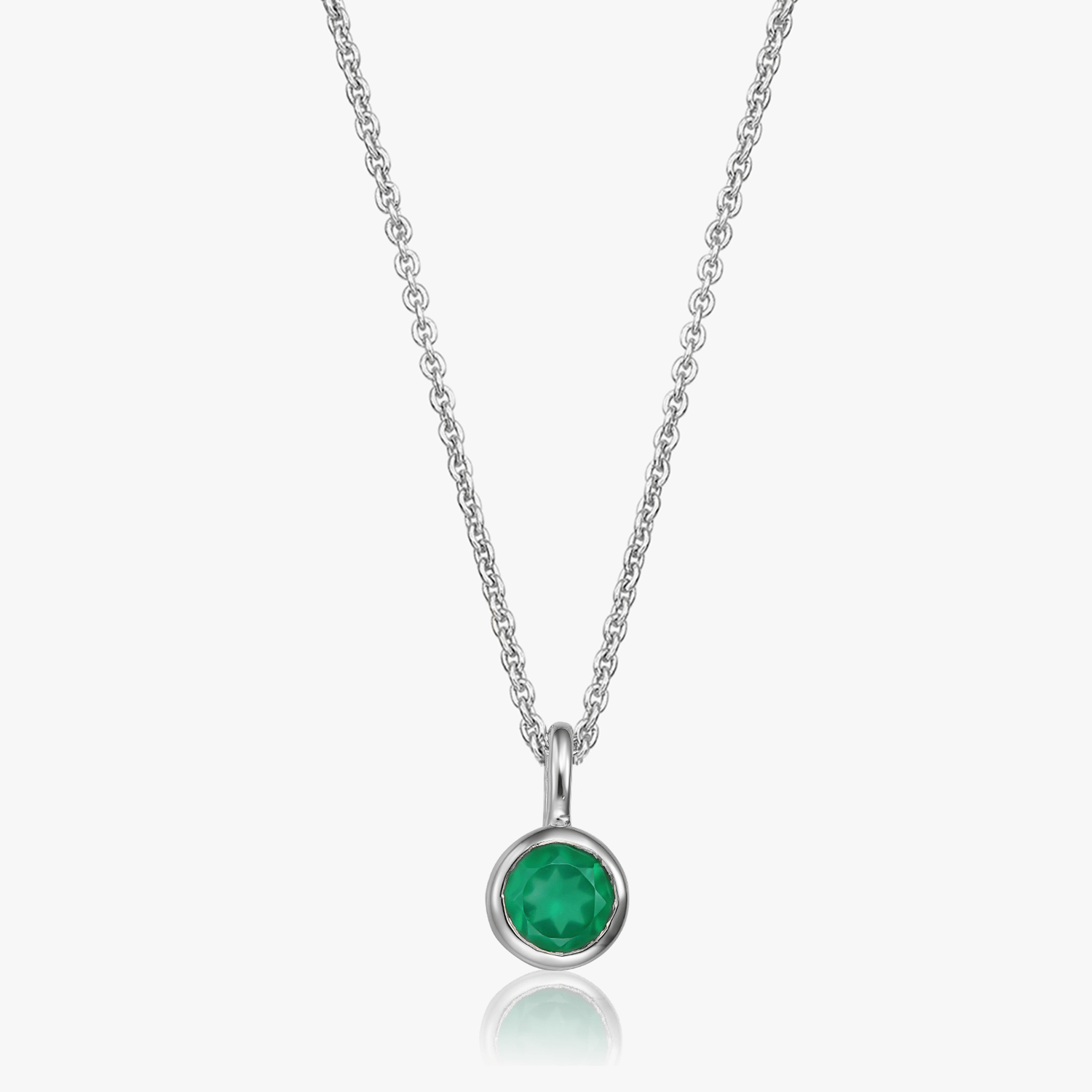 Colier din argint Birthstone May - Onix Verde - Indira