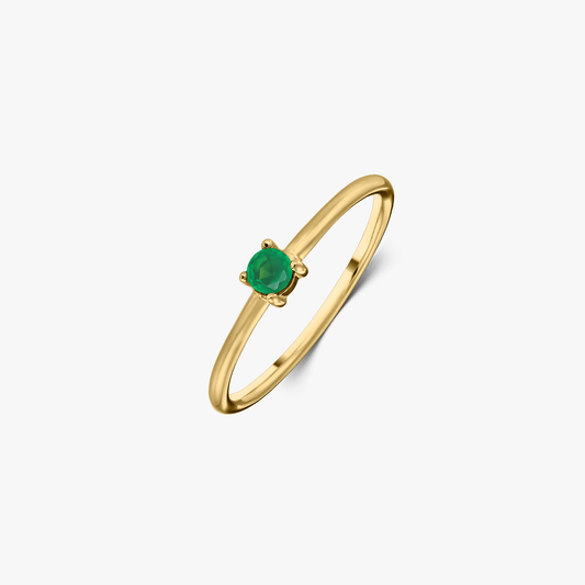 Inel din argint Birthstone Golden May - Onix Verde - Indira