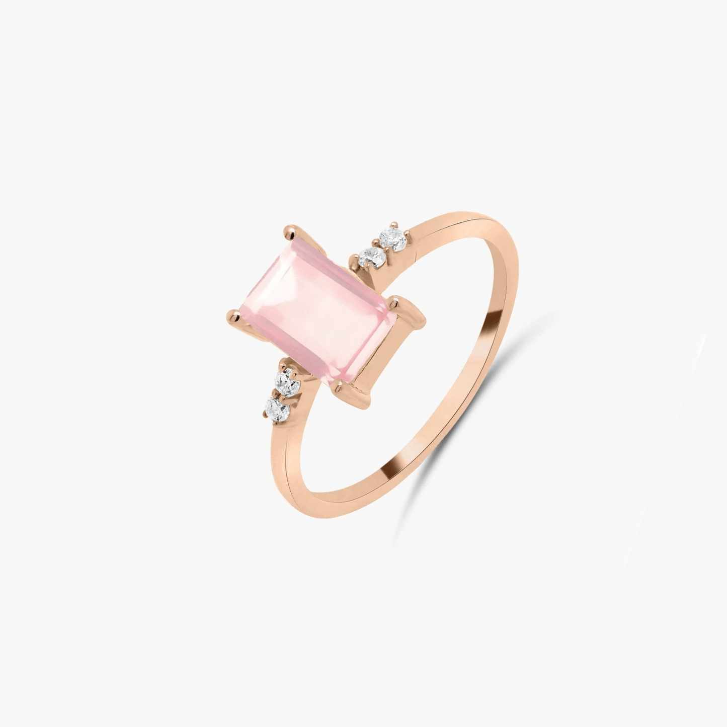 Inel din argint Rose Gold Evie – Cuarț Roz - Indira