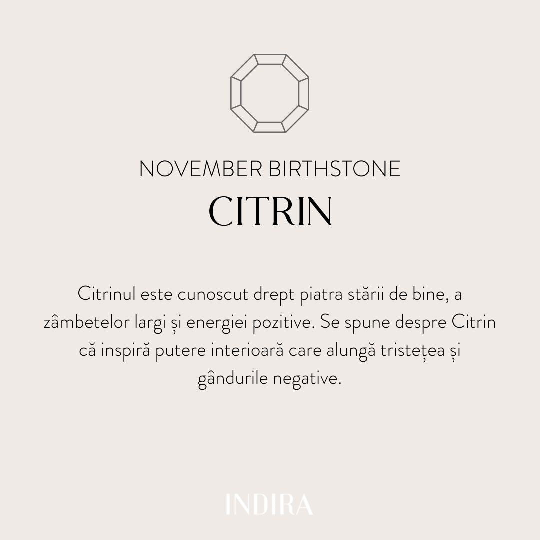 Brățară șnur din argint Birthstone Silver November - Citrin - Indira