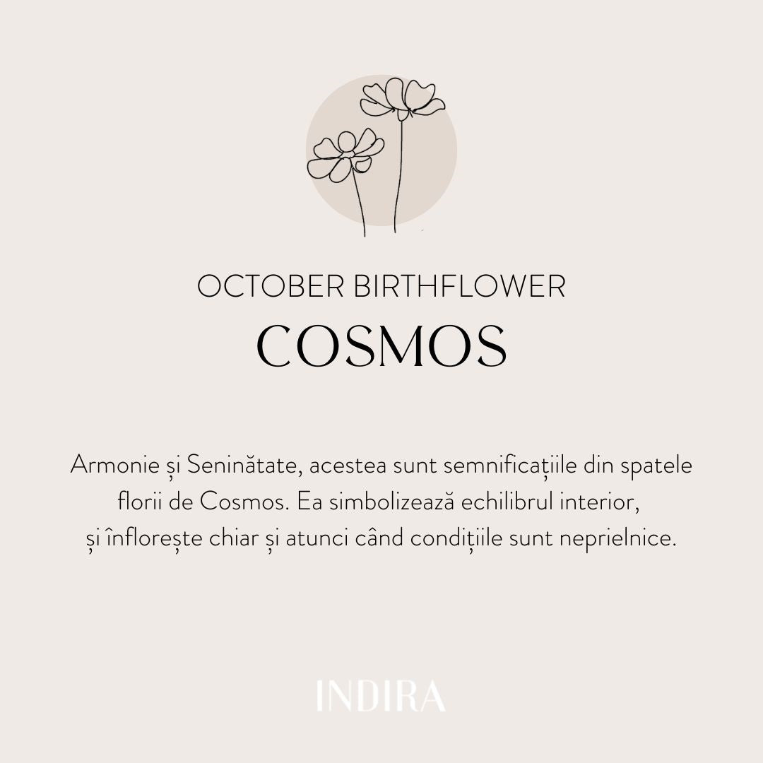 Brățară șnur din aur alb Birth Flower - October Cosmos - Indira