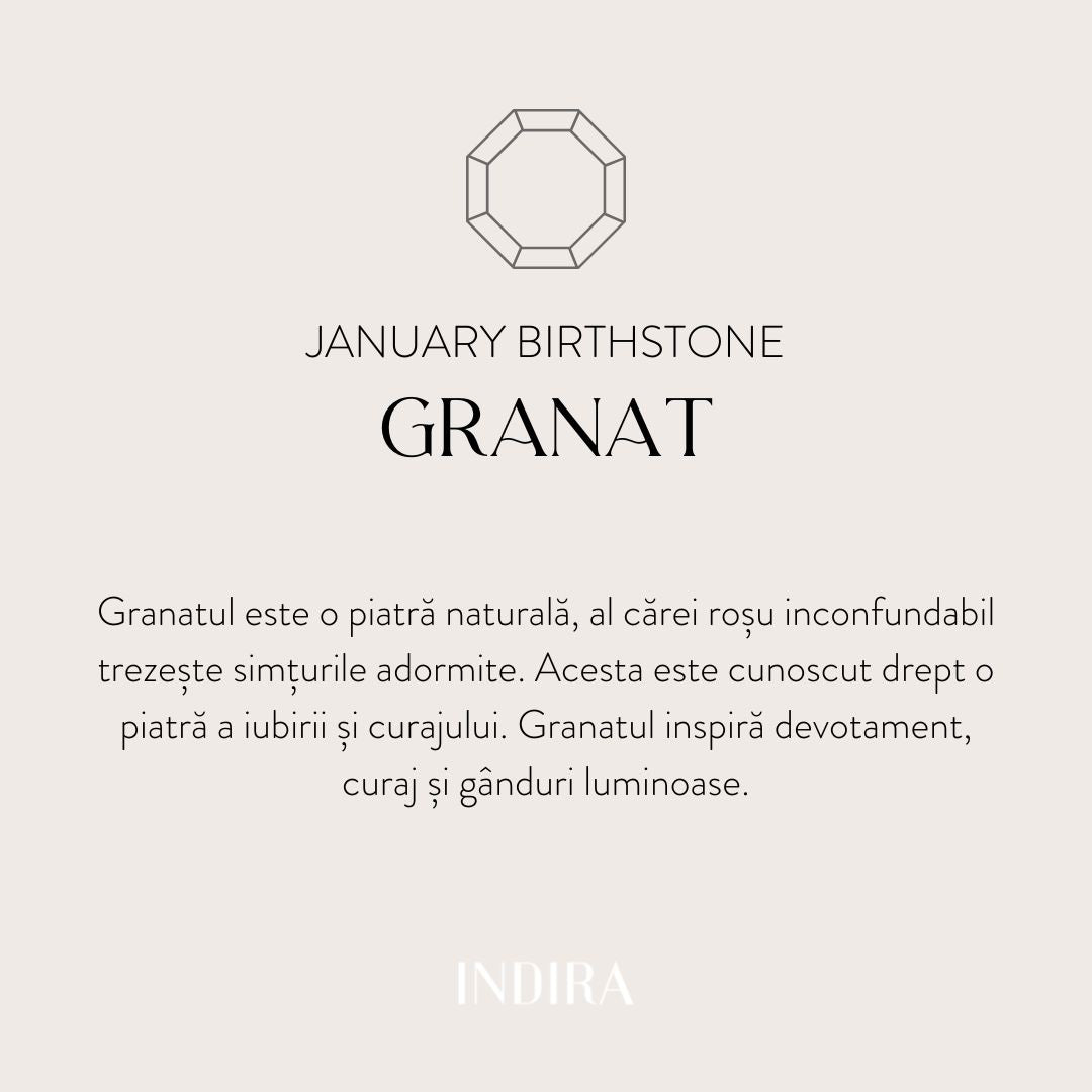 Brățară șnur din argint Birthstone Golden January - Granat - Indira