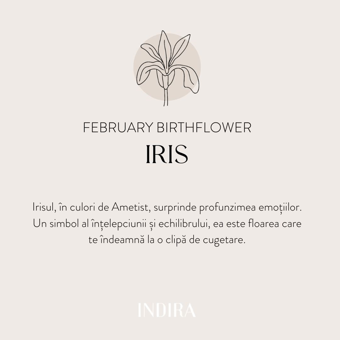 Inel din argint Birth Flower Golden - February Iris - Indira