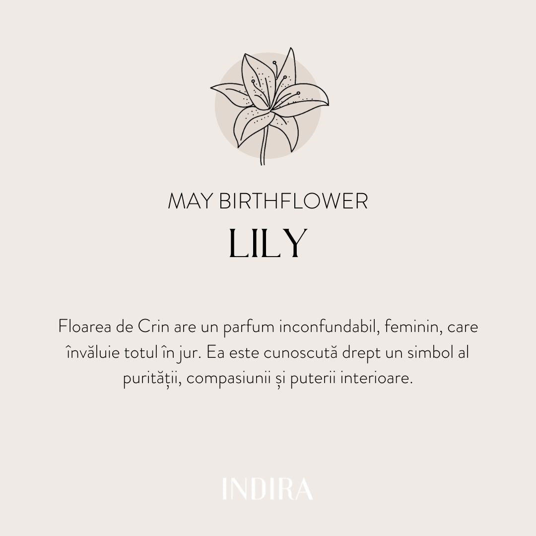 Brățară șnur din aur alb Birth Flower - May Lily - Indira