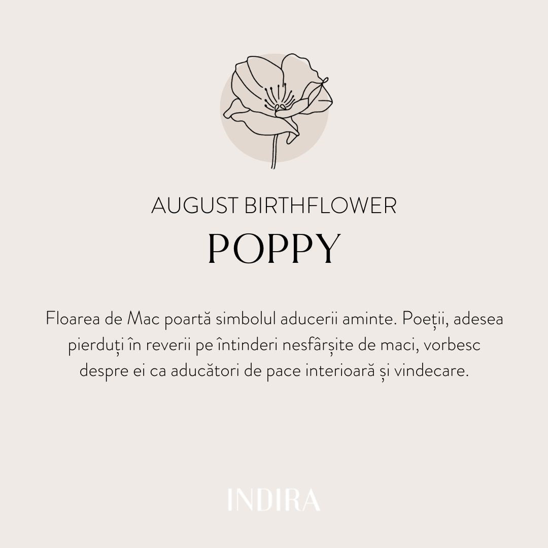 Brățară șnur din argint Silver BirthFlower - August Poppy - Indira