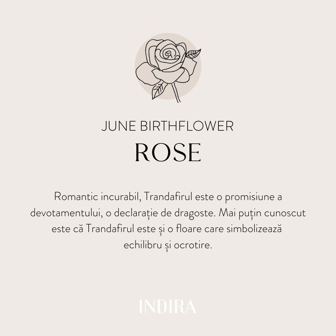 Brățară șnur din aur alb Birth Flower - June Rose - Indira