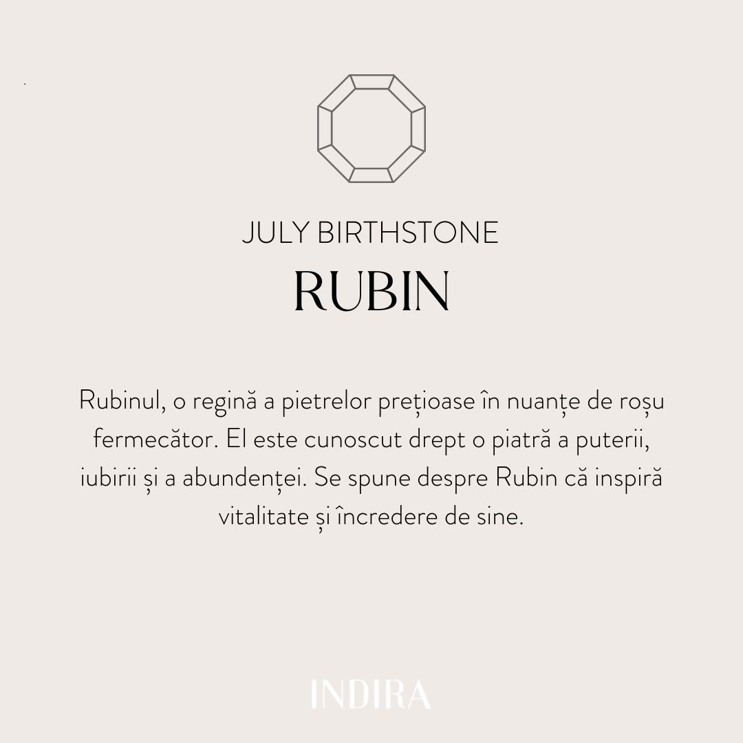 Brățară șnur din argint Birthstone Golden July - Rubin - Indira